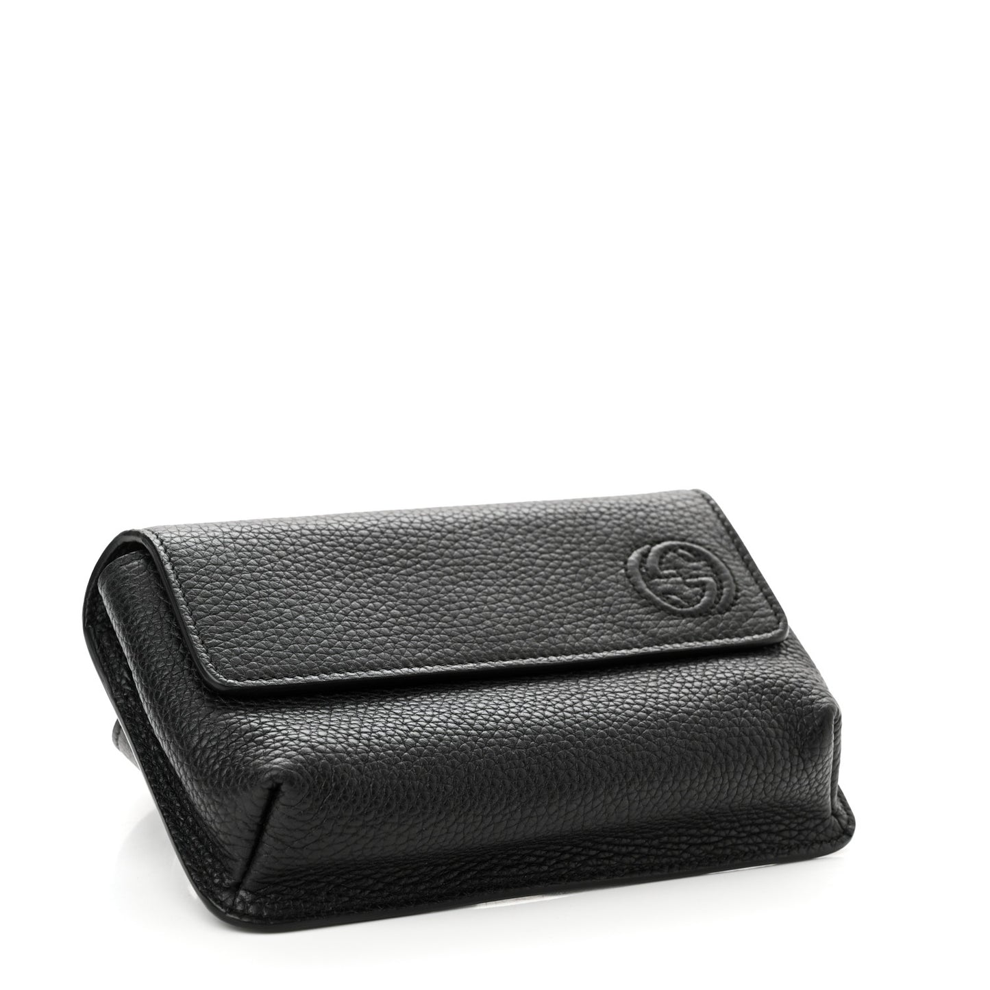 Pebbled Calfskin Soho Flap Belt Bag Black
