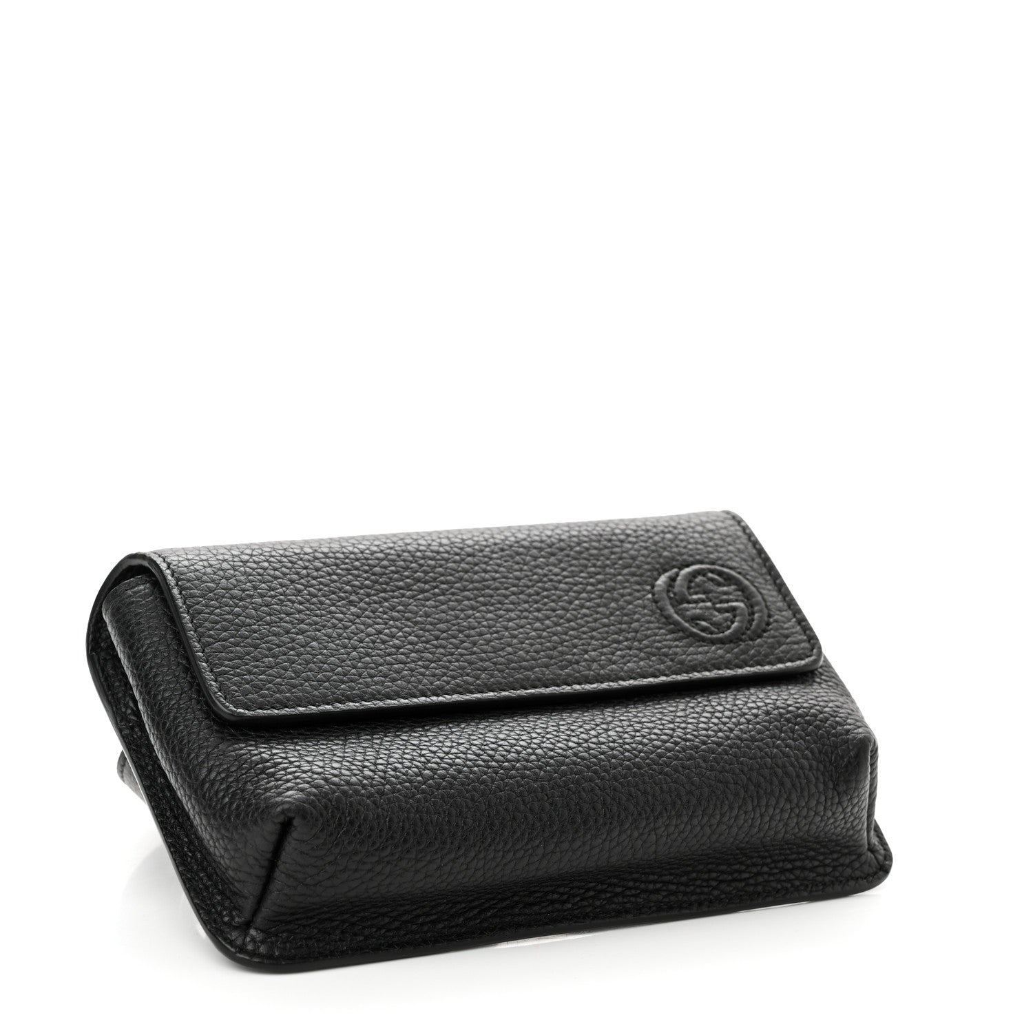 Gucci Pebbled Calfskin Soho Flap Belt Bag Black 4 of 11
