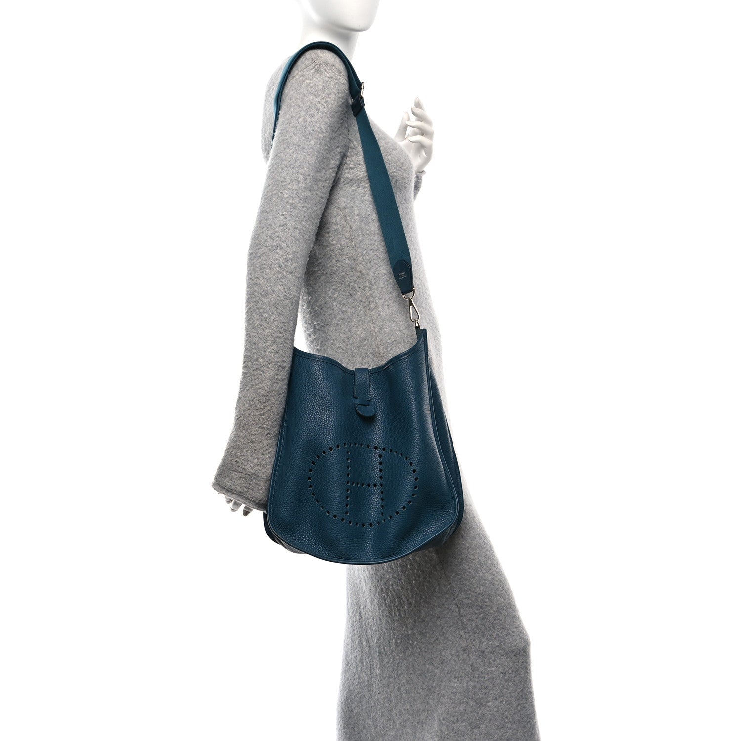 Hermes Taurillon Clemence EVELYNE III GM Vert Bosphore 2 of 10