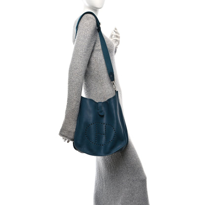 Hermes Taurillon Clemence EVELYNE III GM Vert Bosphore 2 of 10