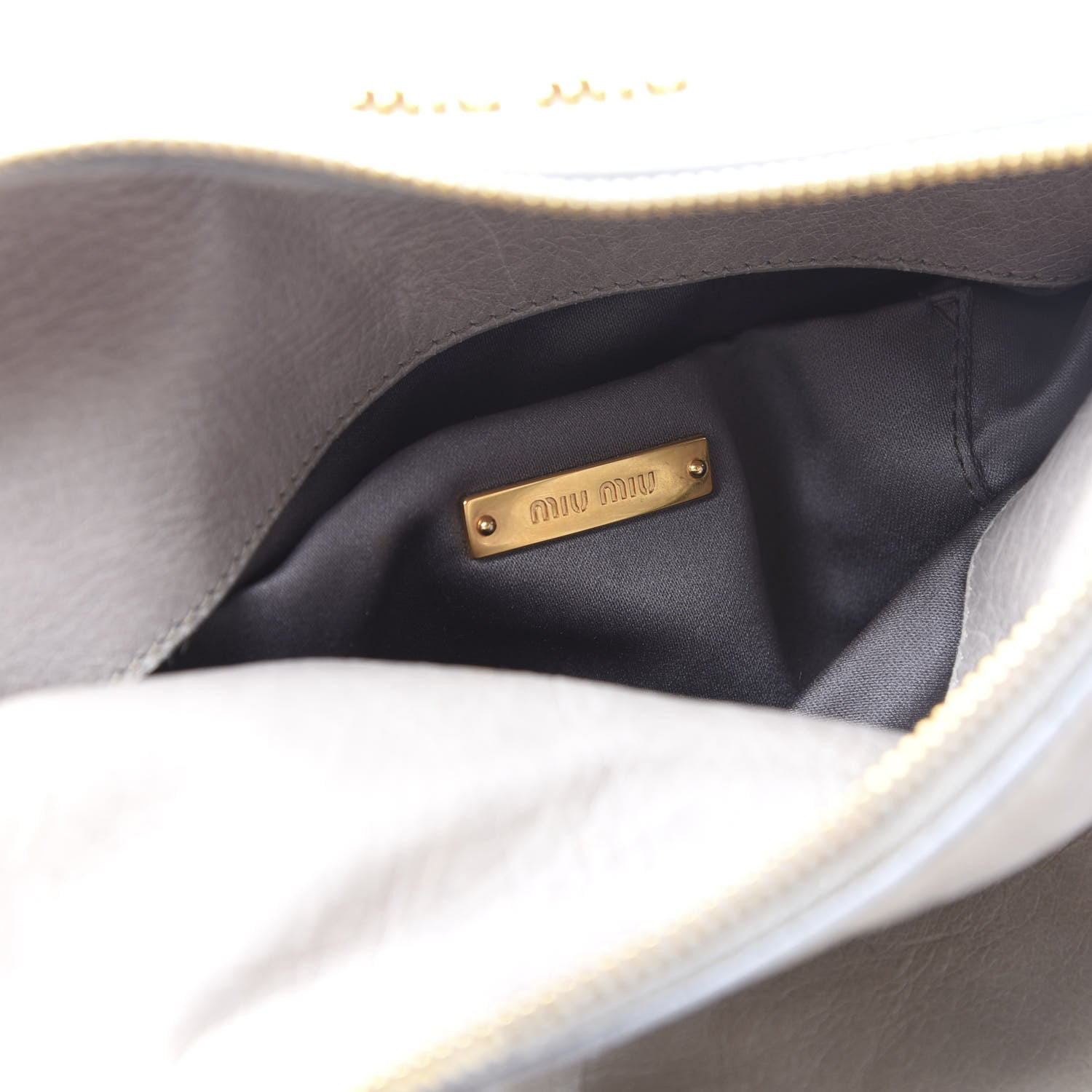 Miu Miu Vitello Lux Mini Bow Bag Grey 5 of 12