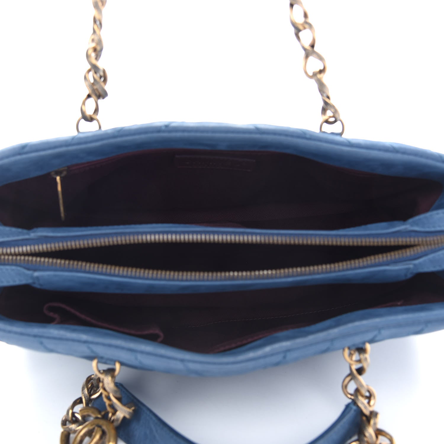 Chanel Iridescent Calfskin Chevron Quilted Surpique Tote Dark Blue 5 of 11