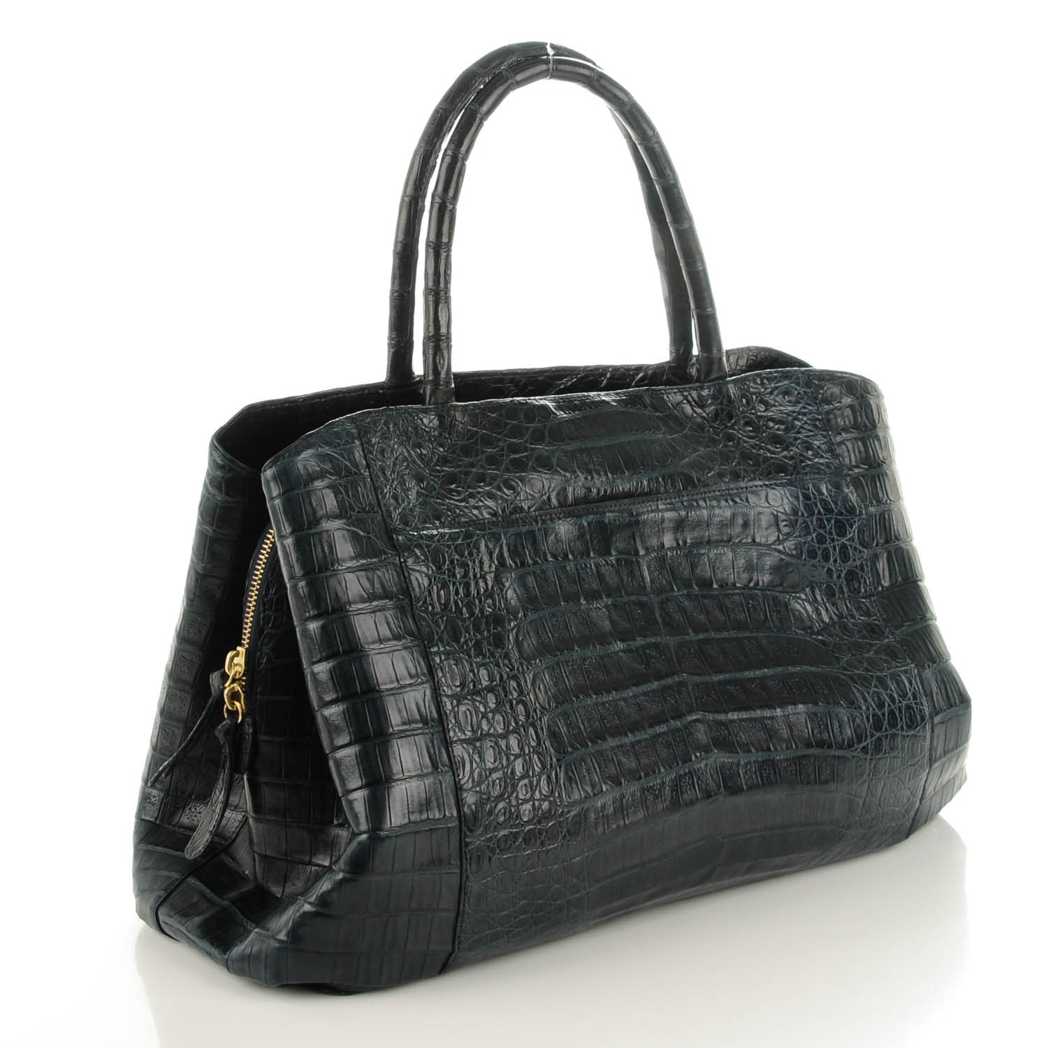 Nancy Gonzalez Crocodile Top Handle Tote Dark Blue 3 of 16