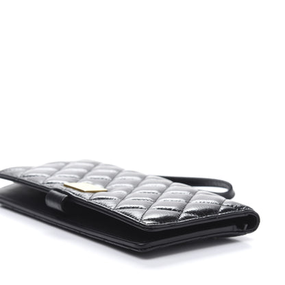 Chanel Glazed Calfskin Quilted Long Wallet With Handle Black 7 of 13