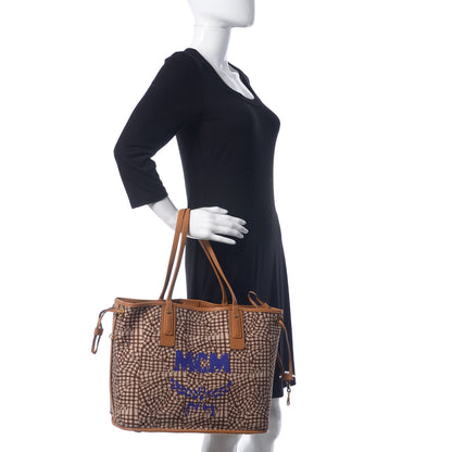 MCM Visetos Medium Liz Reversible Shopper Tote Cognac 2 of 15