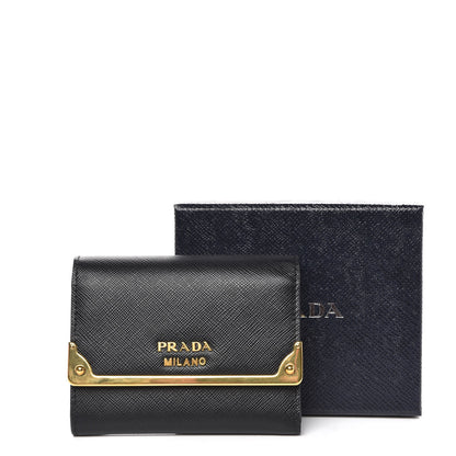 Prada Saffiano Cahier Compact Wallet Black 7 of 7