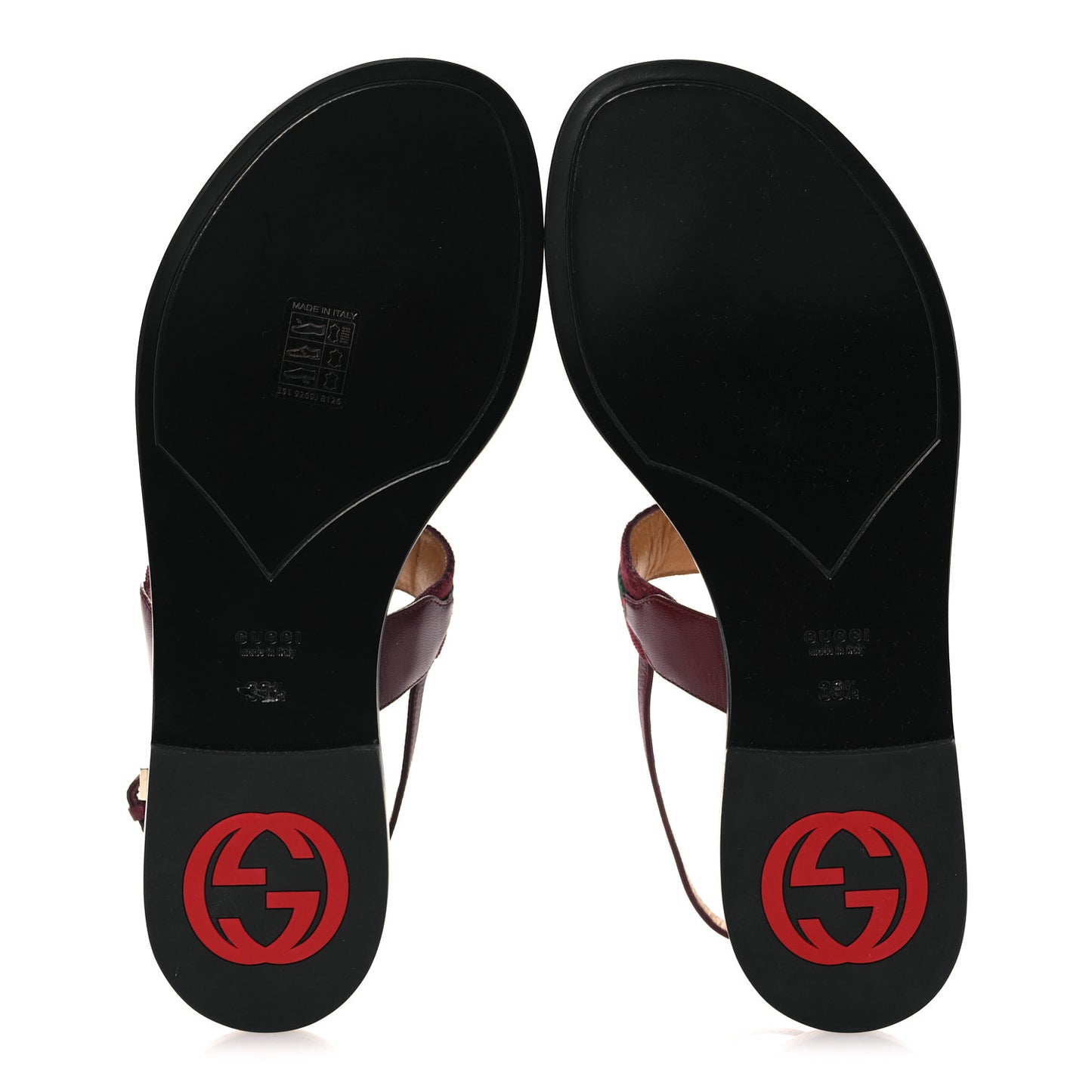New Canvas GG Malaga Kid Web Interlocking G Womens Thong Sandals 39.5 Rosso Ancora