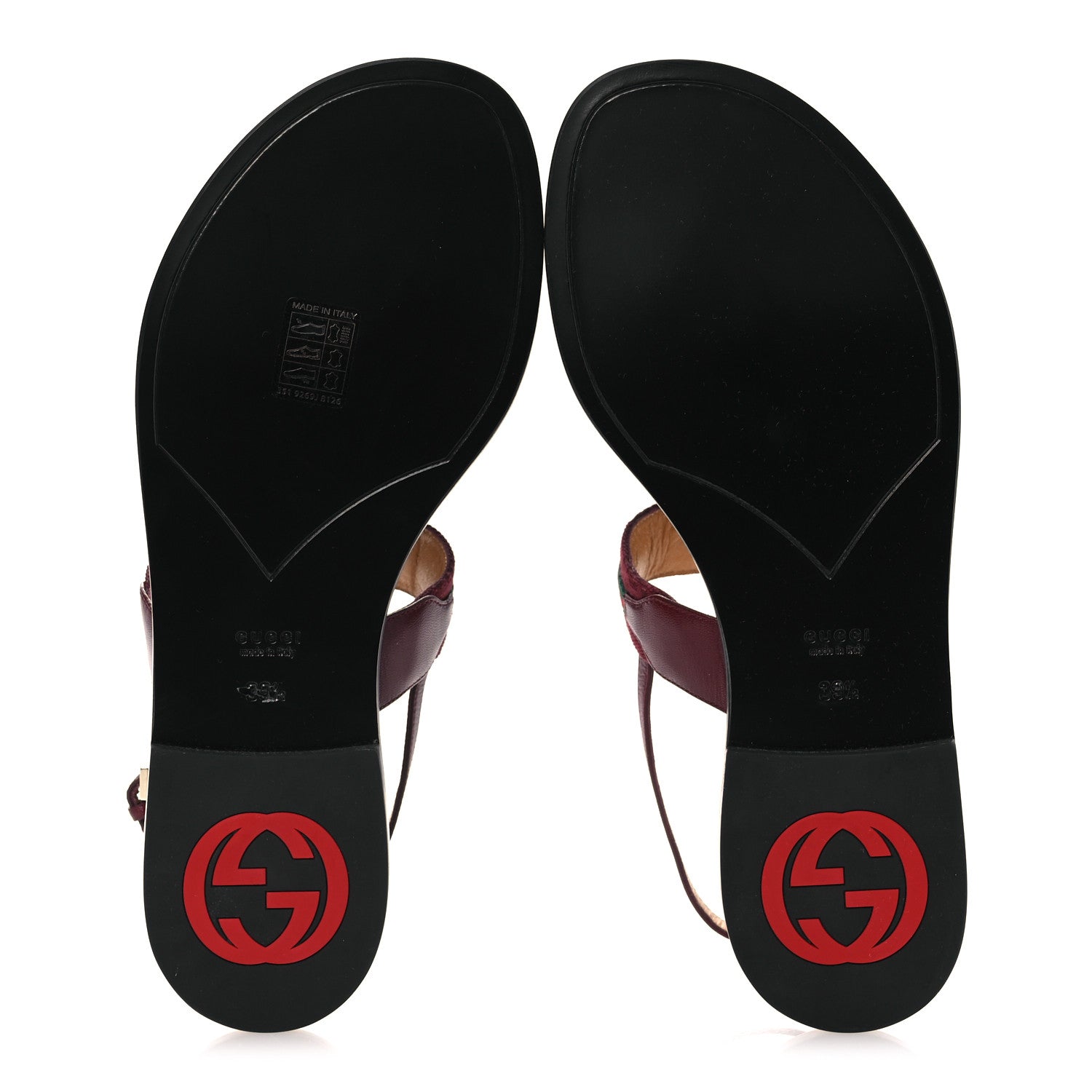 Gucci New Canvas GG Malaga Kid Web Interlocking G Womens Thong Sandals 39.5 Rosso Ancora 7 of 10