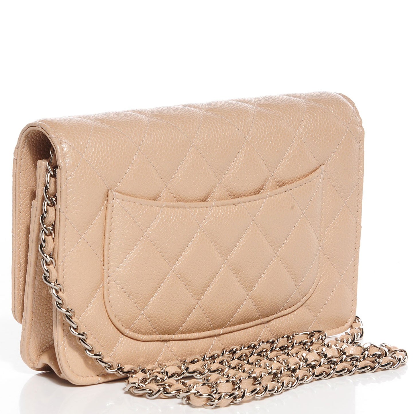 Caviar Quilted Wallet On Chain WOC Beige