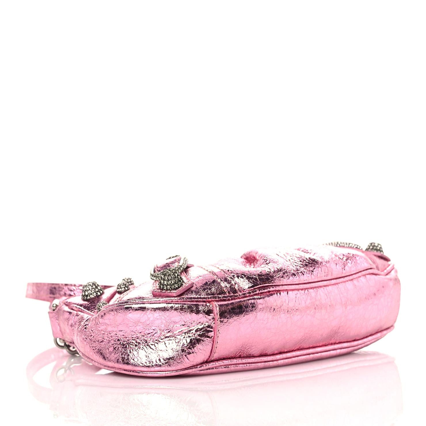 Balenciaga Metallic Agneau Arena Crystal Le Cagole Mini Purse With Chain Met Pink 4 of 9