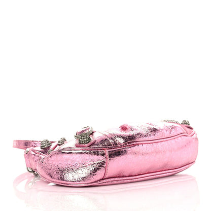 Balenciaga Metallic Agneau Arena Crystal Le Cagole Mini Purse With Chain Met Pink 4 of 9