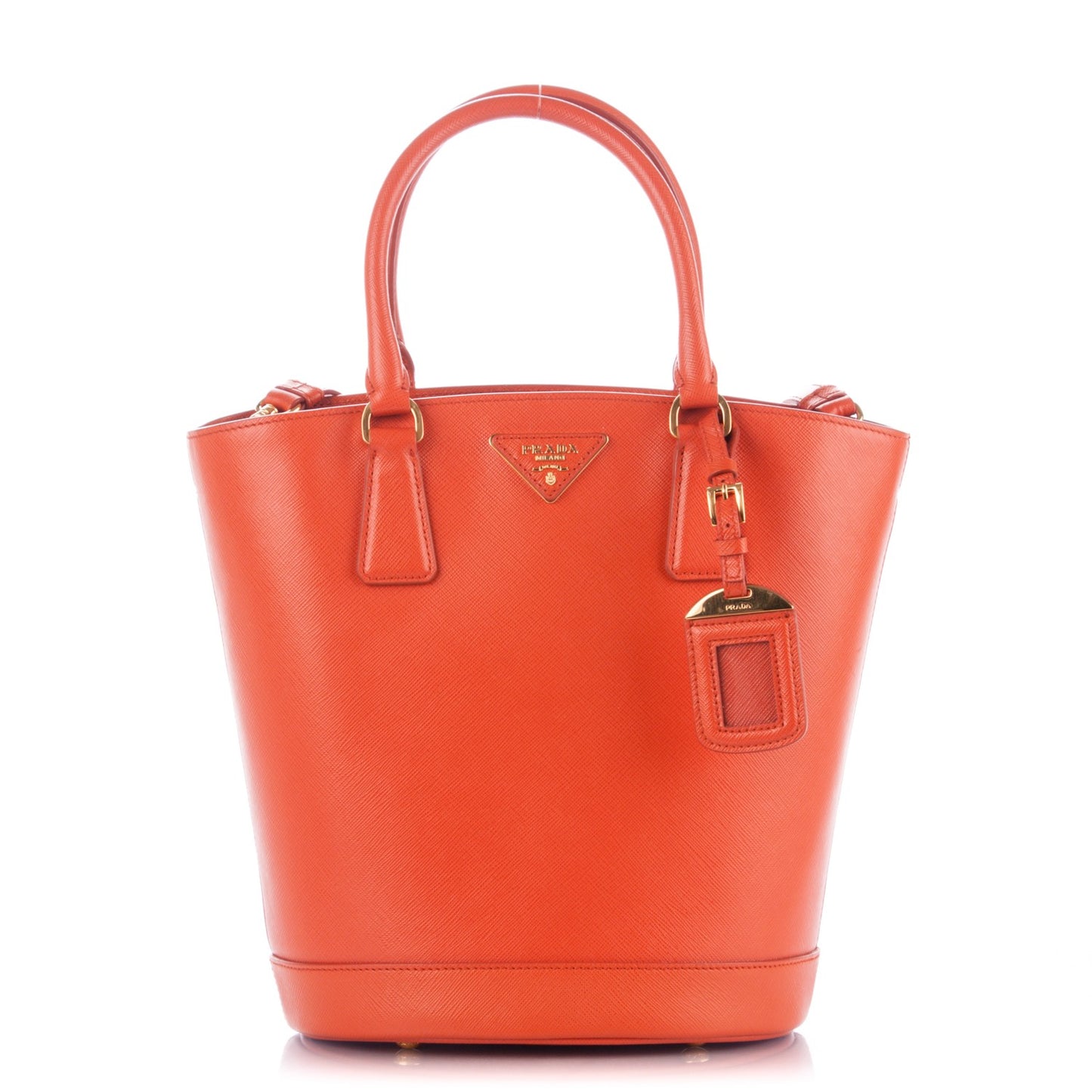 Saffiano Lux Bucket Tote Papaya
