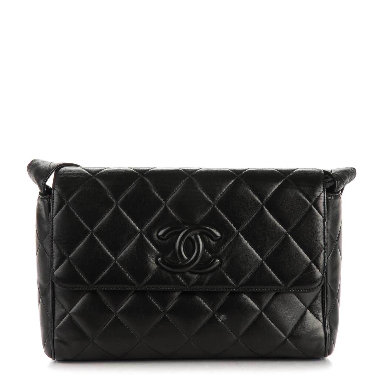 Chanel Lambskin Quilted CC Flap Shoulder Bag Black 1 of 9