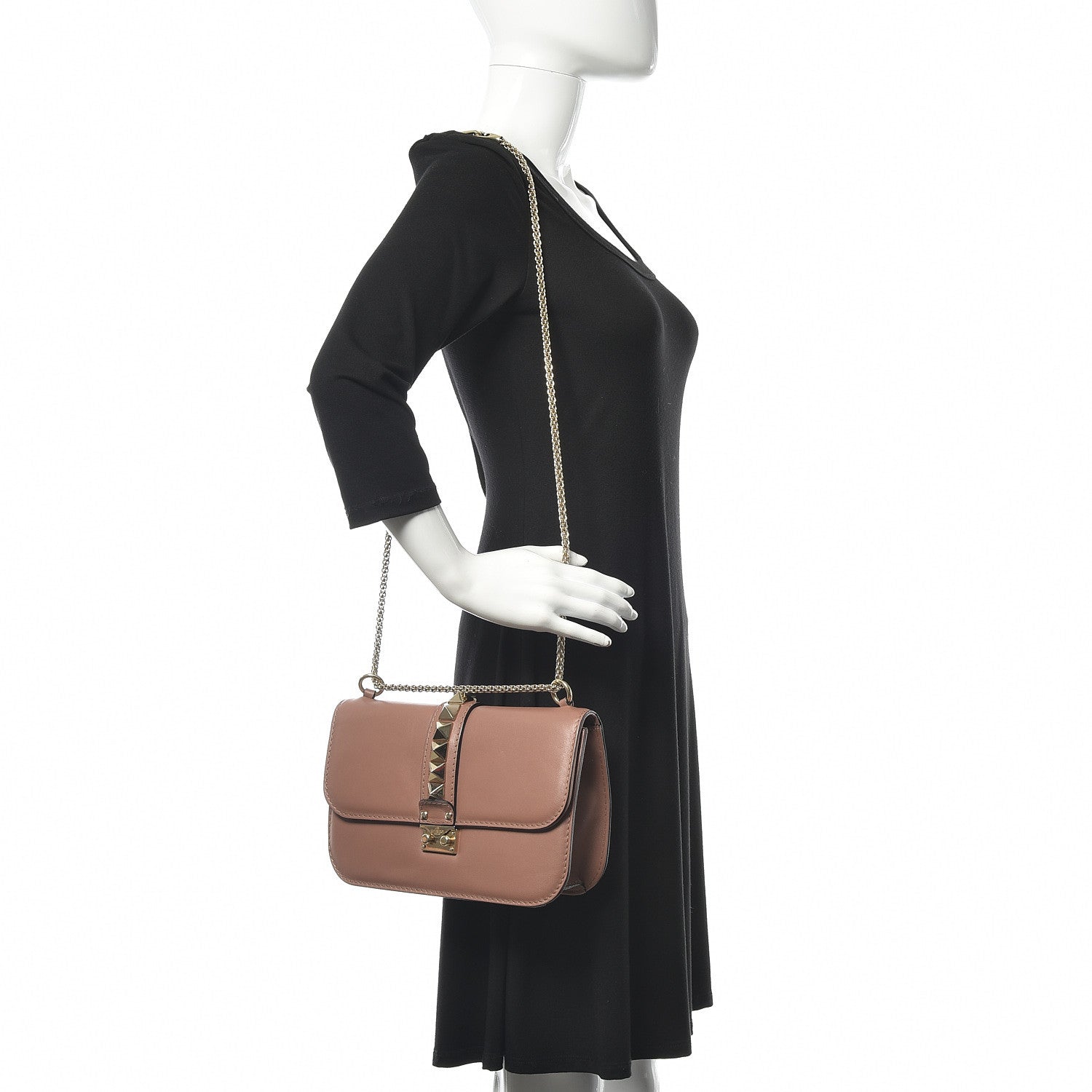 Valentino Garavani Vitello Medium Glam Lock Rockstud Flap Brownish 2 of 13