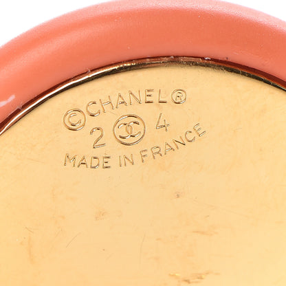 Chanel Resin CC Clip On Earrings Coral Gold 4 of 4