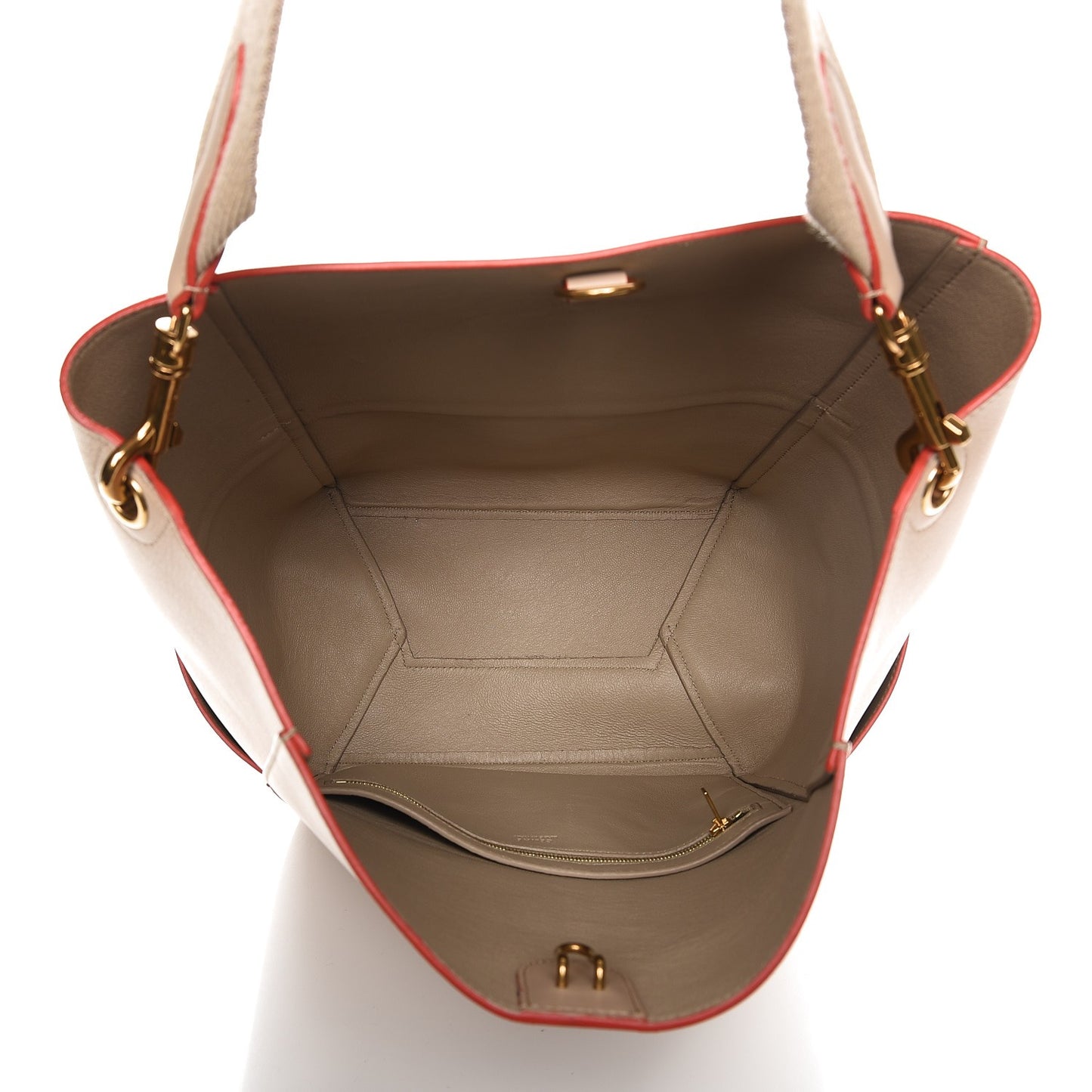 Natural Calfskin Sangle Bucket Bag Beige