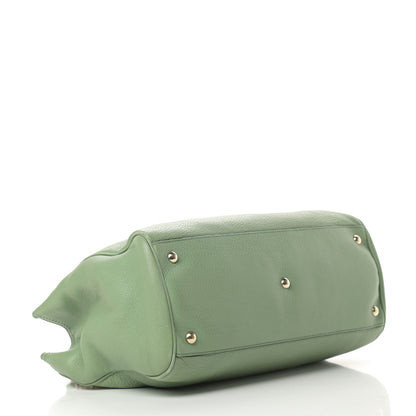 Gucci Pebbled Calfskin Medium Bamboo Shopper Tote Green 4 of 15