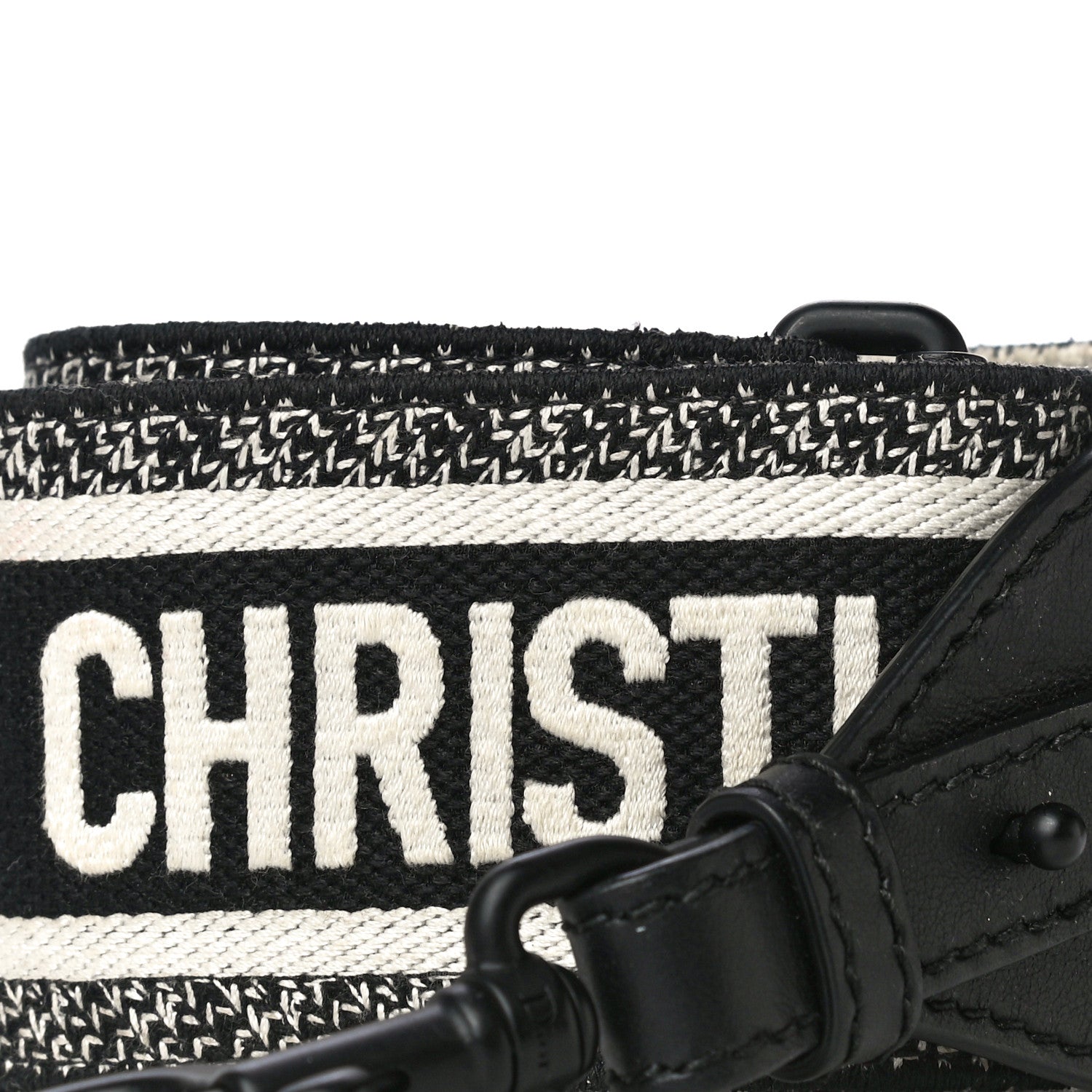 Christian Dior Canvas Embroidered Shoulder Strap Black 5 of 12