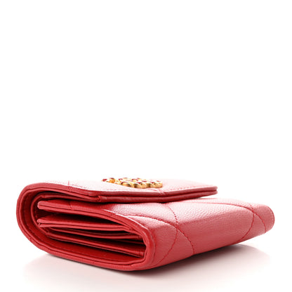 Chanel Goatskin Quilted Chanel 19 Small Flap Wallet Red 4 of 10
