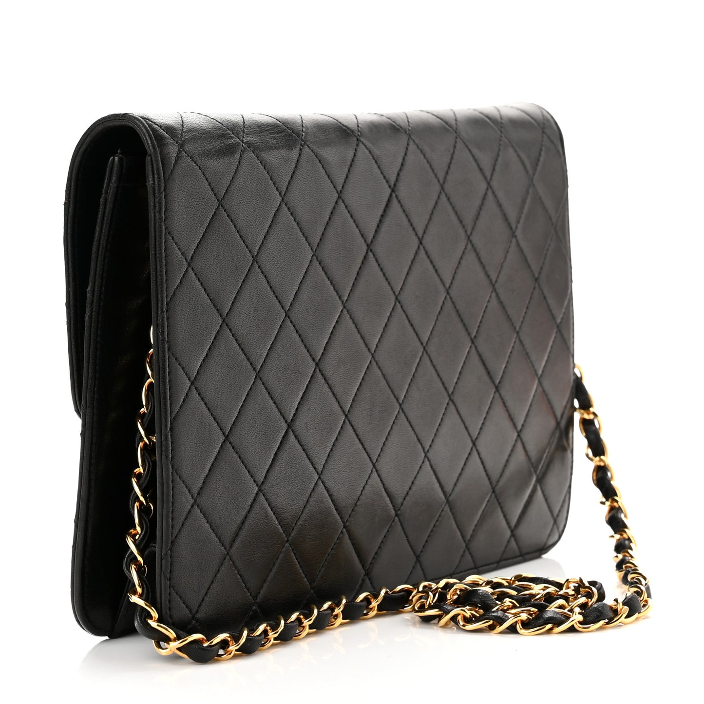 Lambskin Quilted Medium Single Flap Black