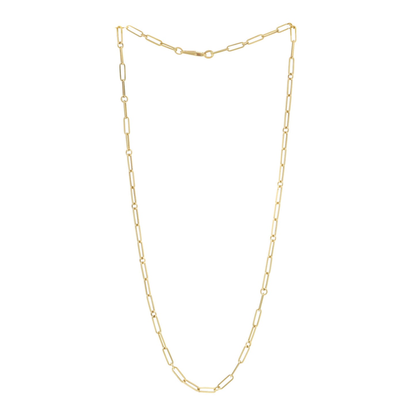 18K Yellow Gold Paper Clip Link Necklace 22"