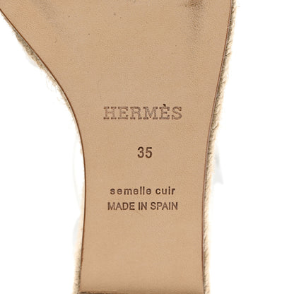 Hermes Goatskin Elda Espadrille Wedge Sandals 35 White 6 of 9
