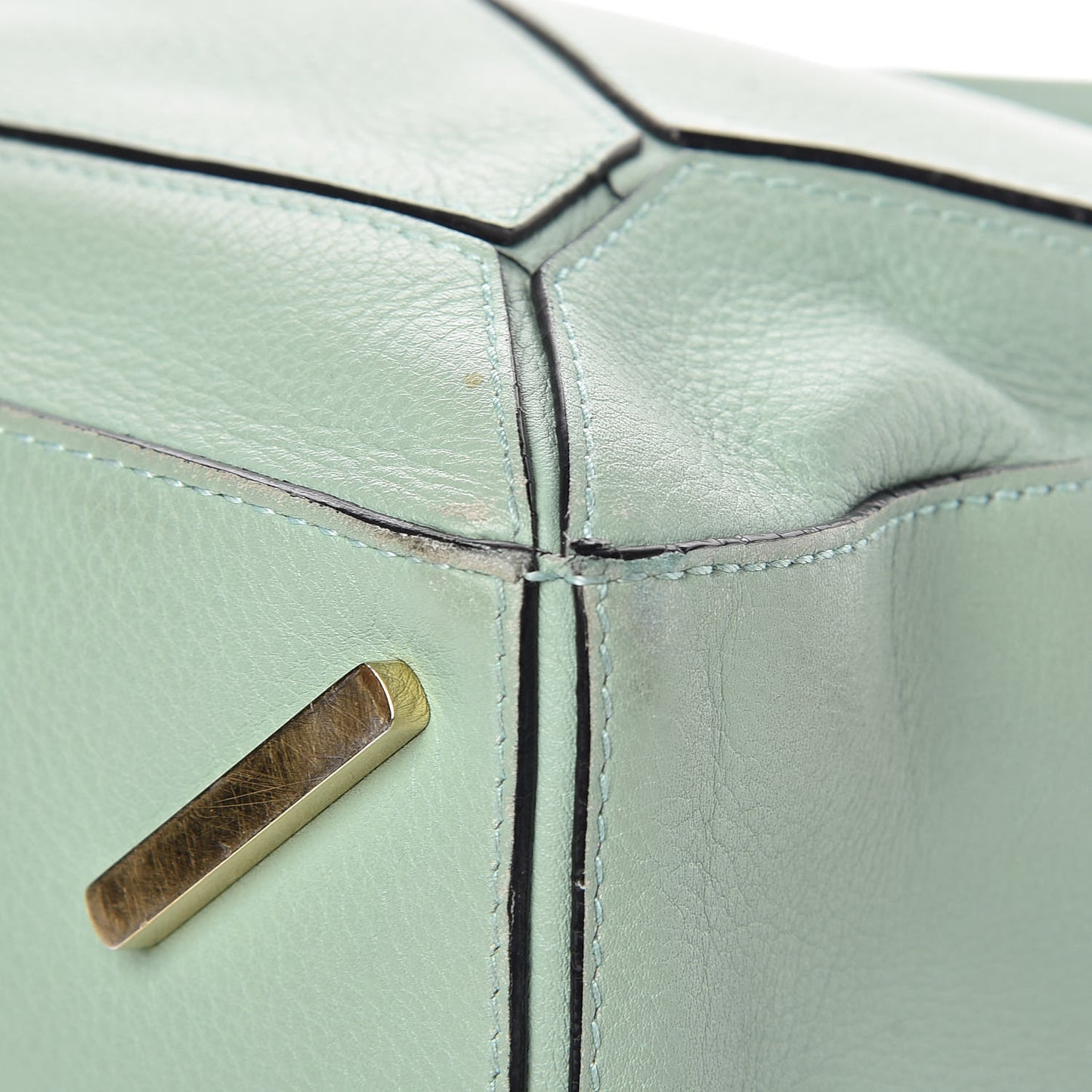 Calfskin Puzzle Bag Sea Water Green