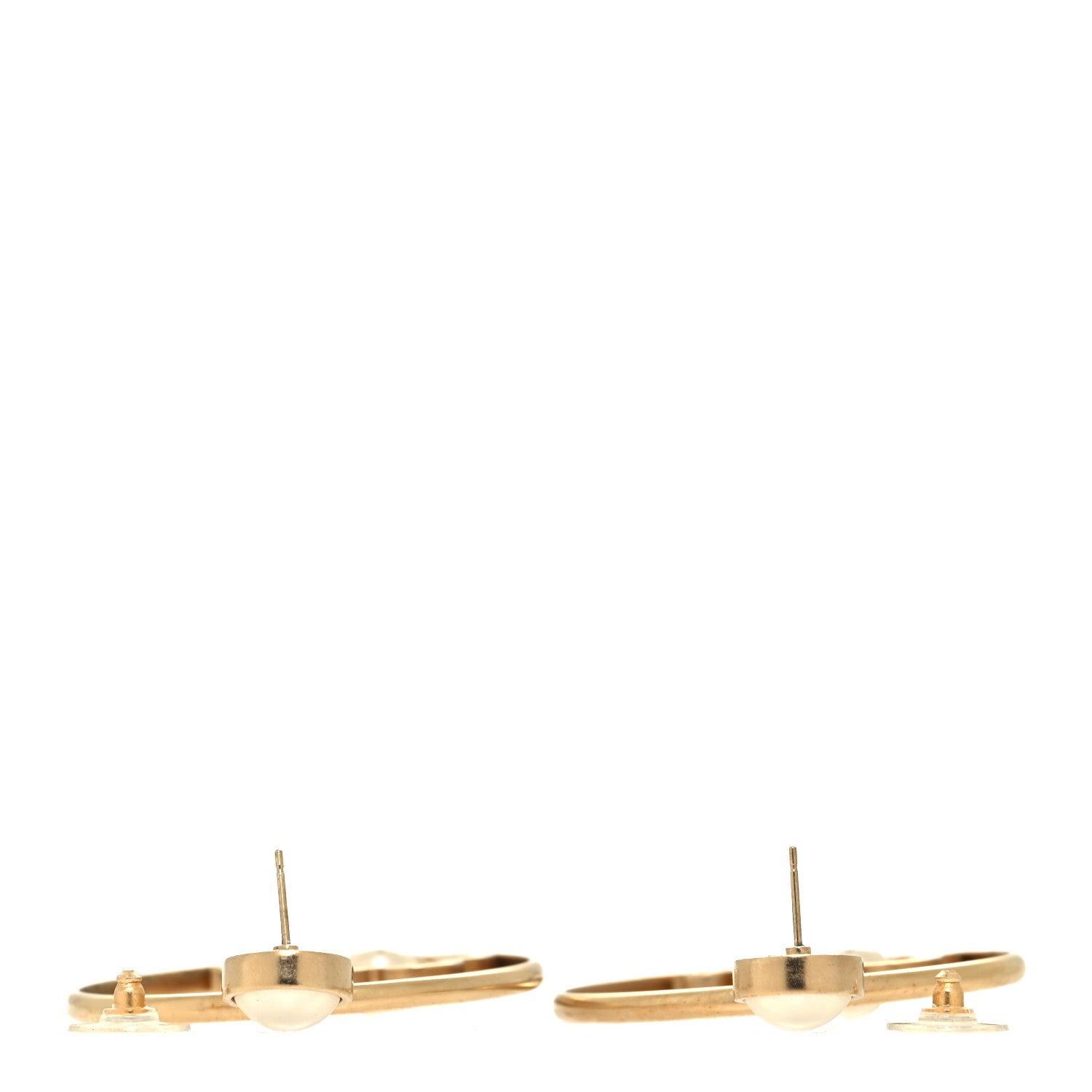 Chanel Pearl CC Camellia Hoop Earrings Gold 3 of 5