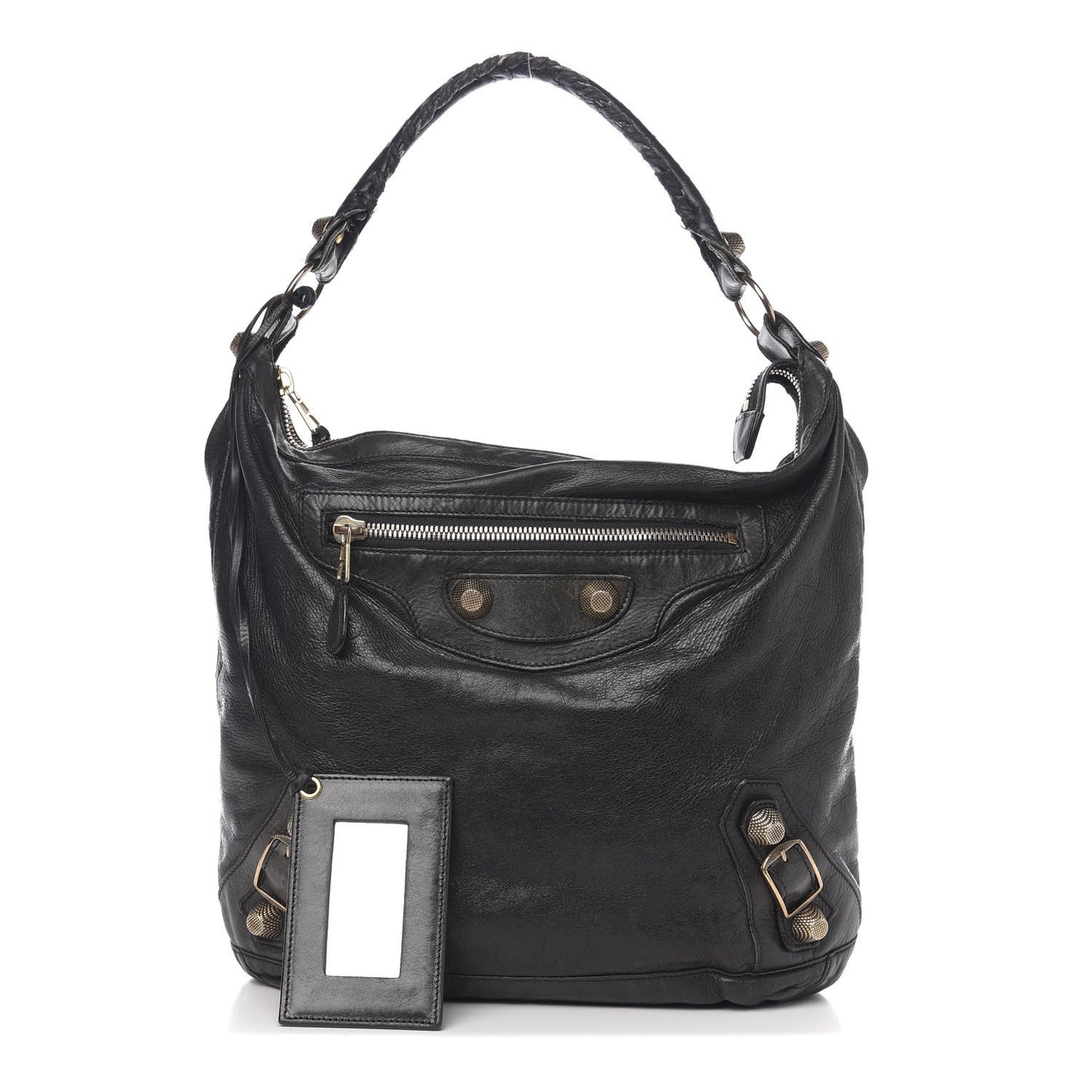 Agneau Giant 12 Yellow Gold Day Hobo Black