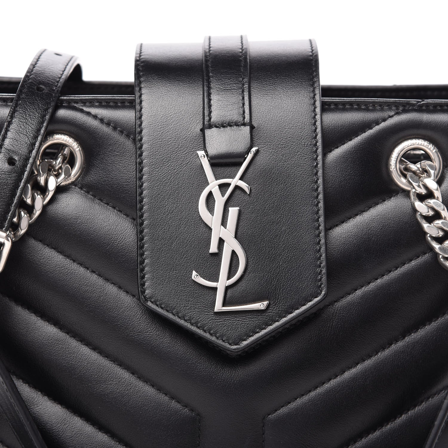 Saint Laurent Calfskin Y Quilted Monogram Small Loulou Shopper Black 10 of 10