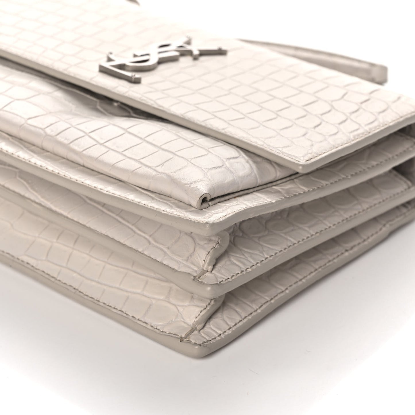 Calfskin Crocodile Embossed Medium Monogram Sunset Blanc Vintage