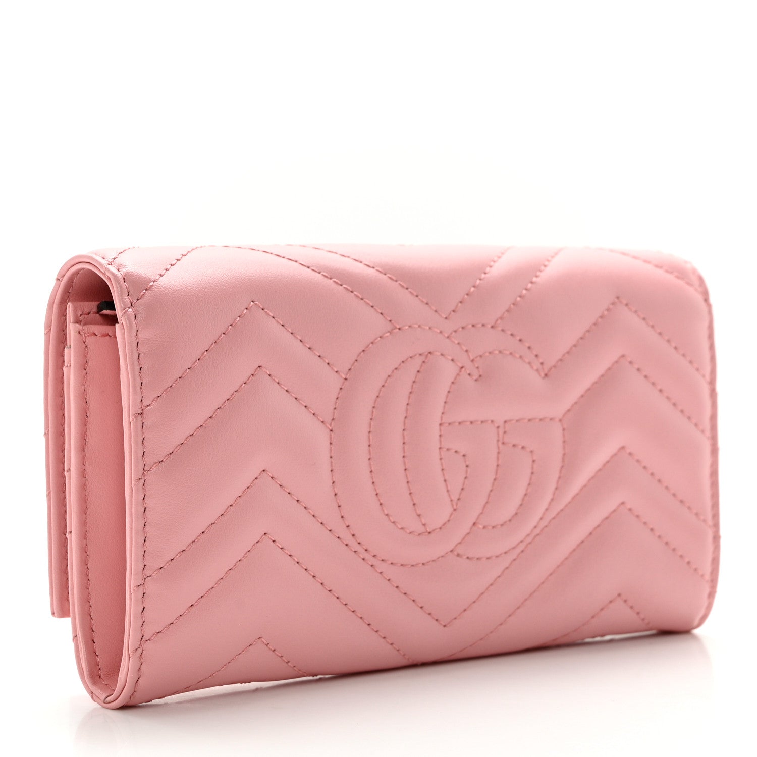 Gucci Calfskin Matelasse GG Marmont Continental Wallet Perfect Pink 3 of 10