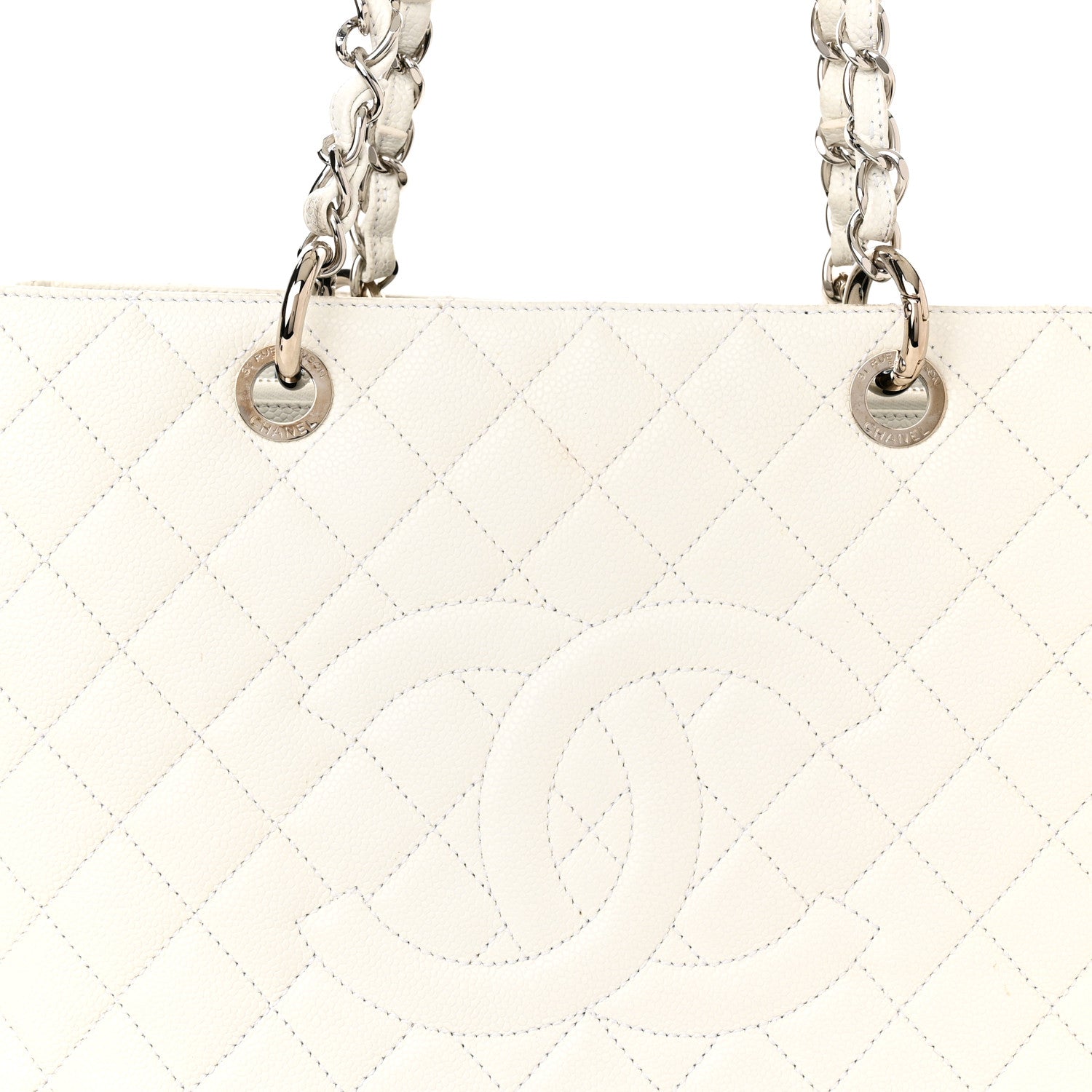 Chanel Caviar Quilted Grand Shopping Tote GST White 8 of 15