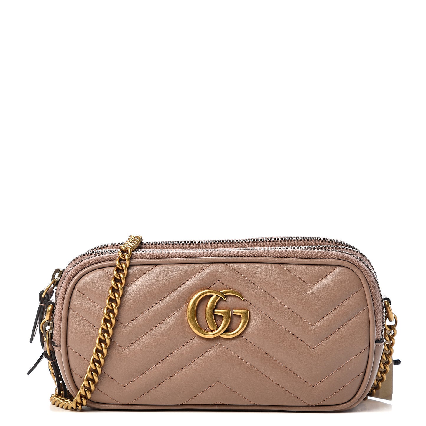 Calfskin Matelasse Mini GG Marmont Chain Crossbody Bag Porcelain Rose