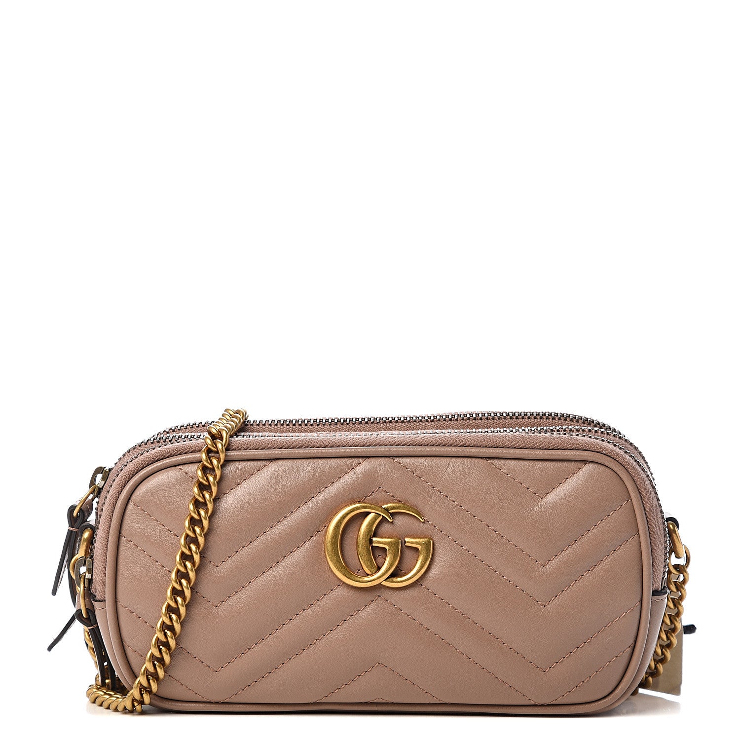Gucci Calfskin Matelasse Mini GG Marmont Chain Crossbody Bag Porcelain Rose 1 of 11