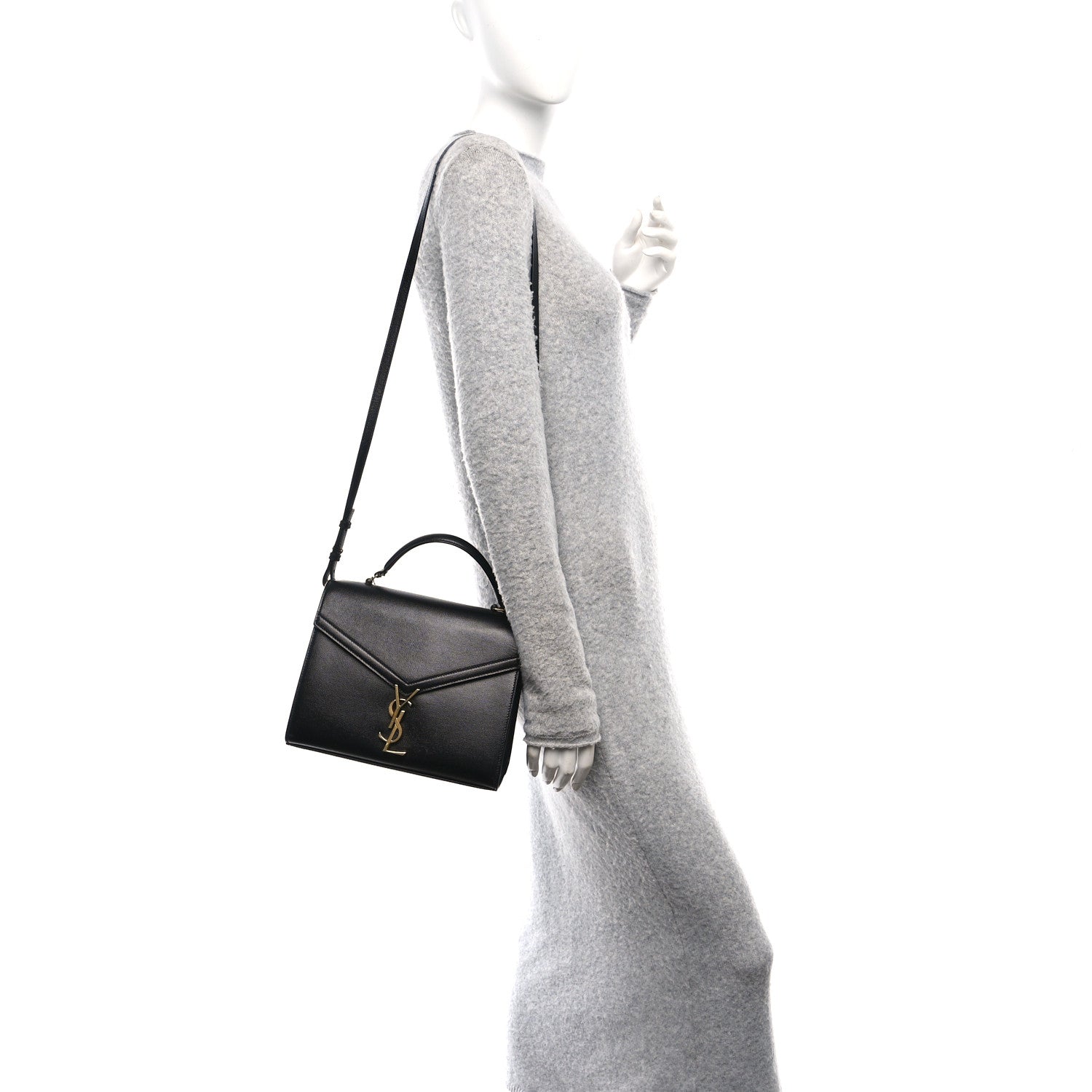 Saint Laurent Grain de Poudre Medium Classic Monogram Cassandra Top Handle Black 2 of 15