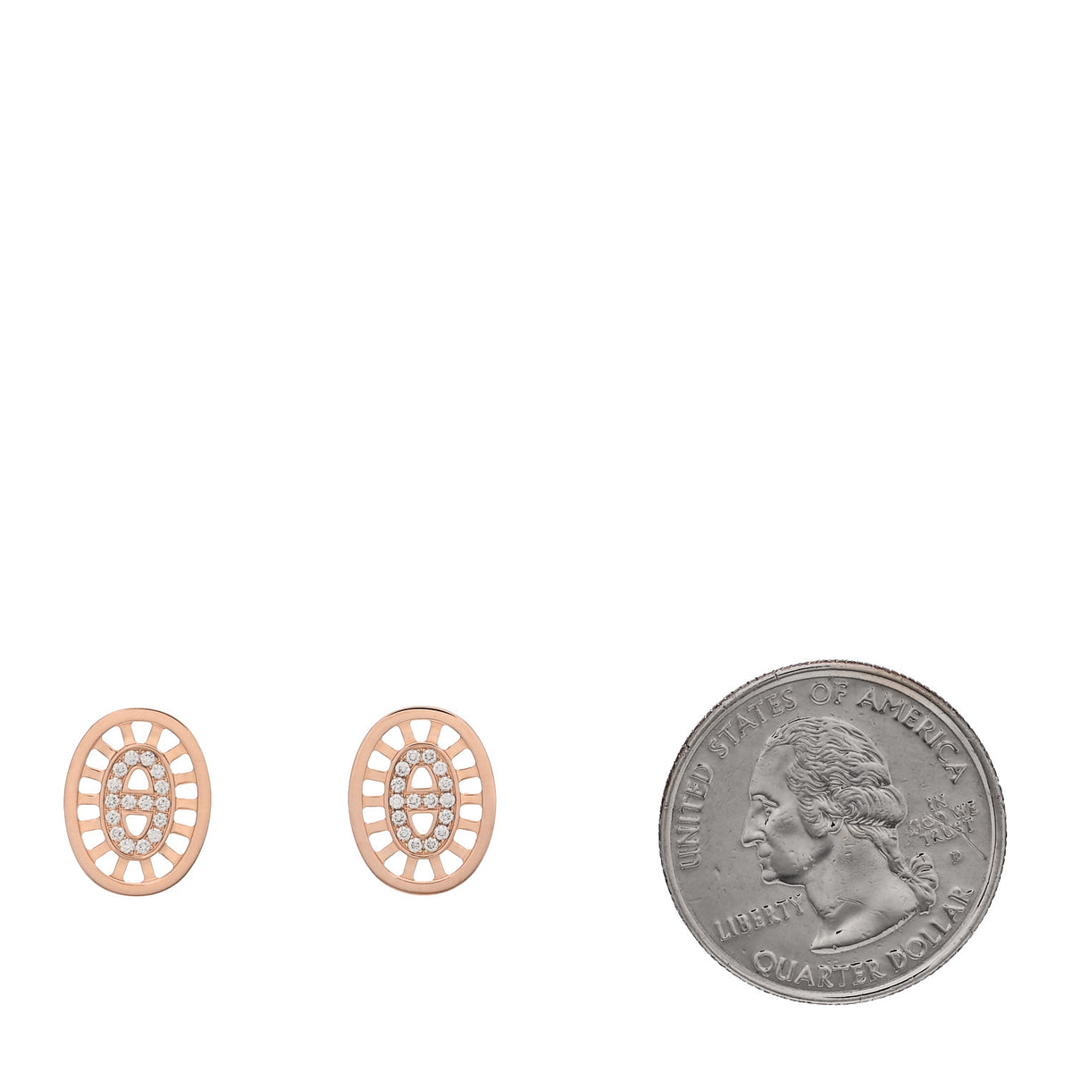 Hermes 18K Rose Gold Diamond Chaine d'Ancre Divine Stud Earrings 2 of 5