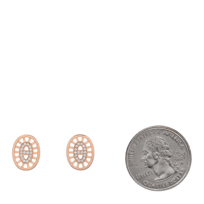 Hermes 18K Rose Gold Diamond Chaine d'Ancre Divine Stud Earrings 2 of 5
