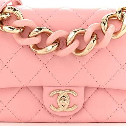 Chanel Lambskin Quilted Resin Bi-Color Chain Flap Bag Pink 8 of 11