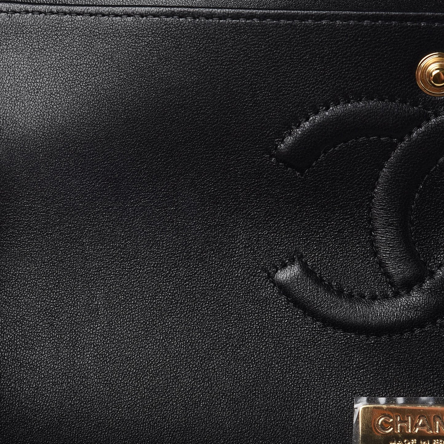 Lambskin Resin Medium Double Flap Black Turquoise