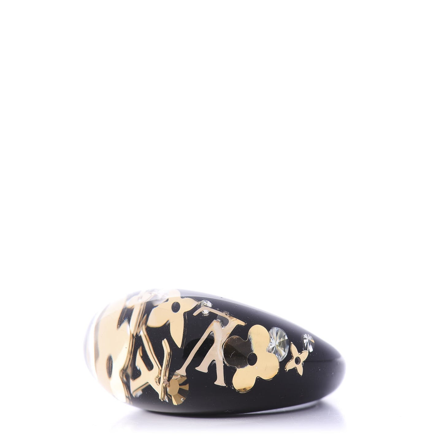 Resin Swarovski Crystal Inclusion Ring L Black
