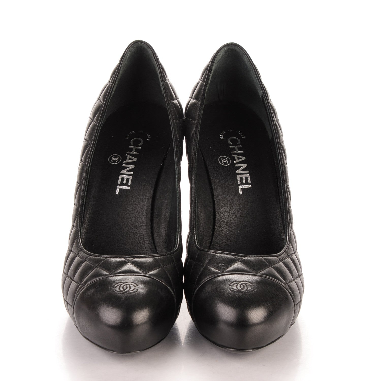 Chanel Lambskin Quilted CC Cap Toe Pumps 39.5 Black 2 of 7