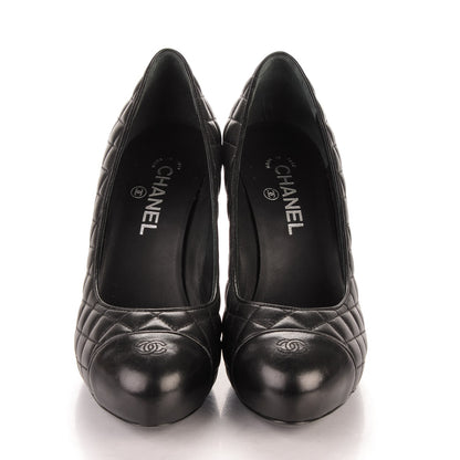 Chanel Lambskin Quilted CC Cap Toe Pumps 39.5 Black 2 of 7