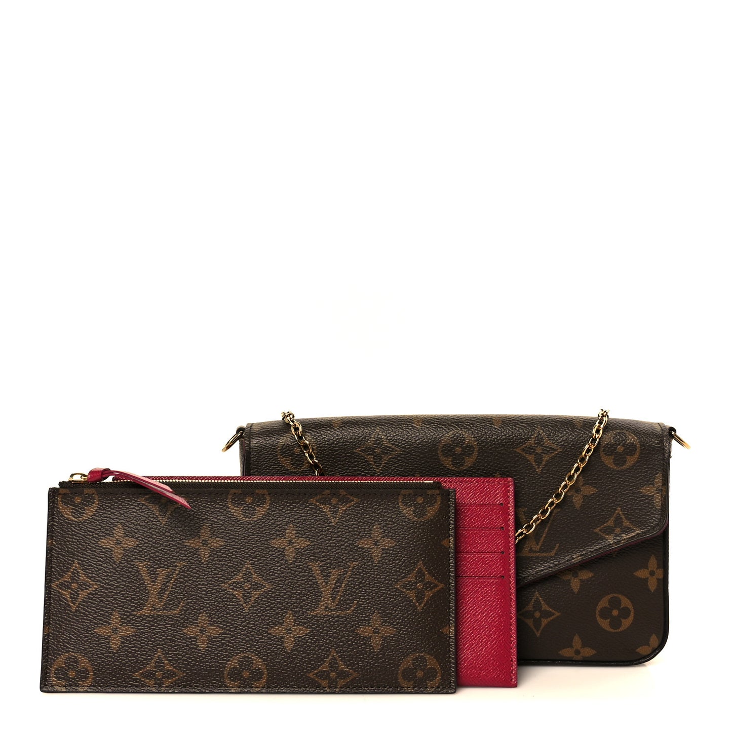 Monogram Pochette Felicie Chain Wallet Fuchsia
