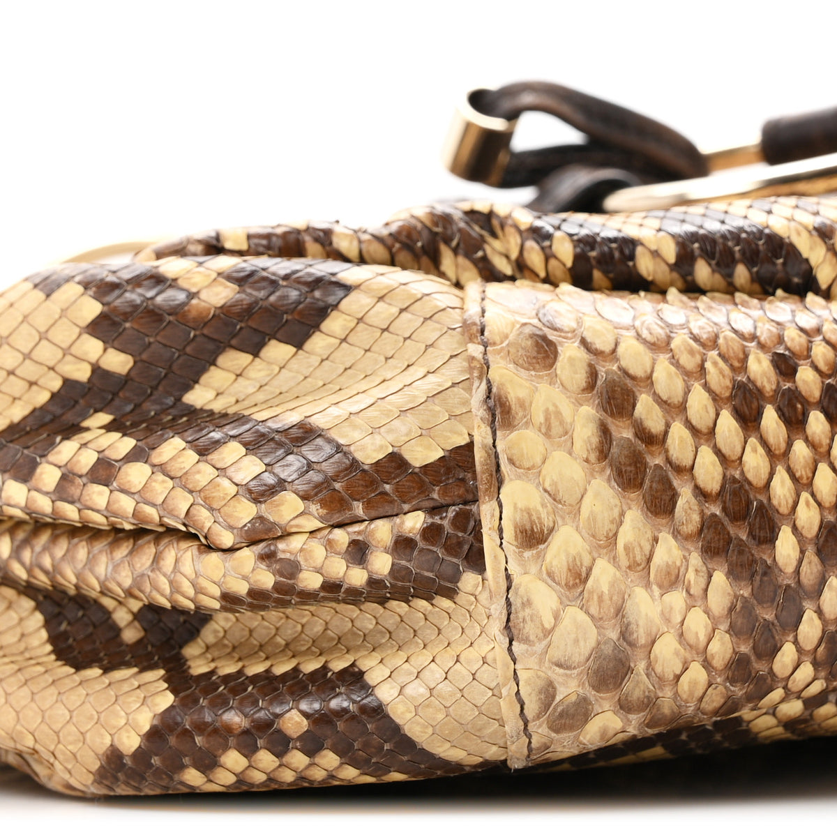 Snakeskin Saharienne Shoulder Bag Brown