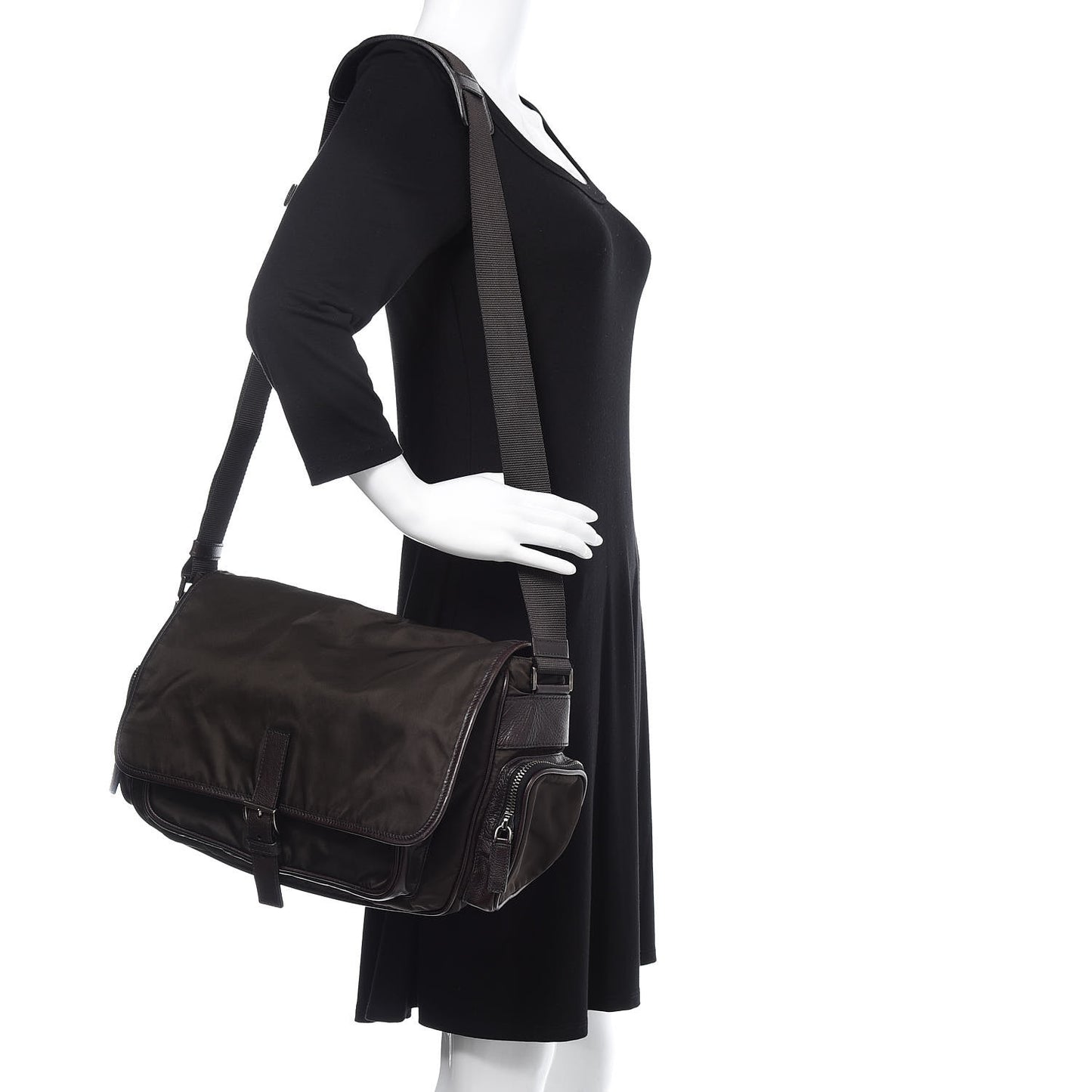 Tessuto Nylon Mix Messenger Bag Ebano