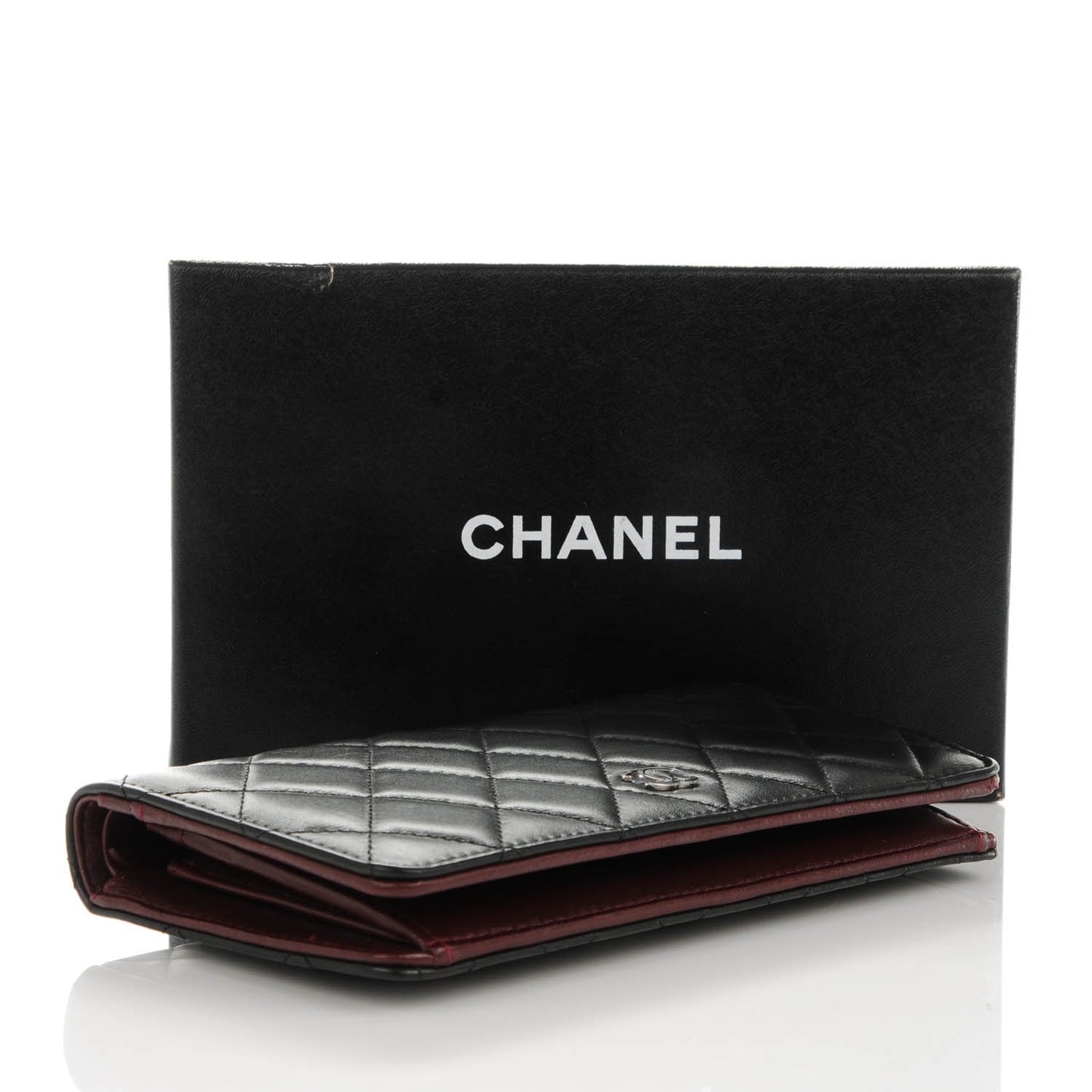 Lambskin Quilted Yen Wallet Black