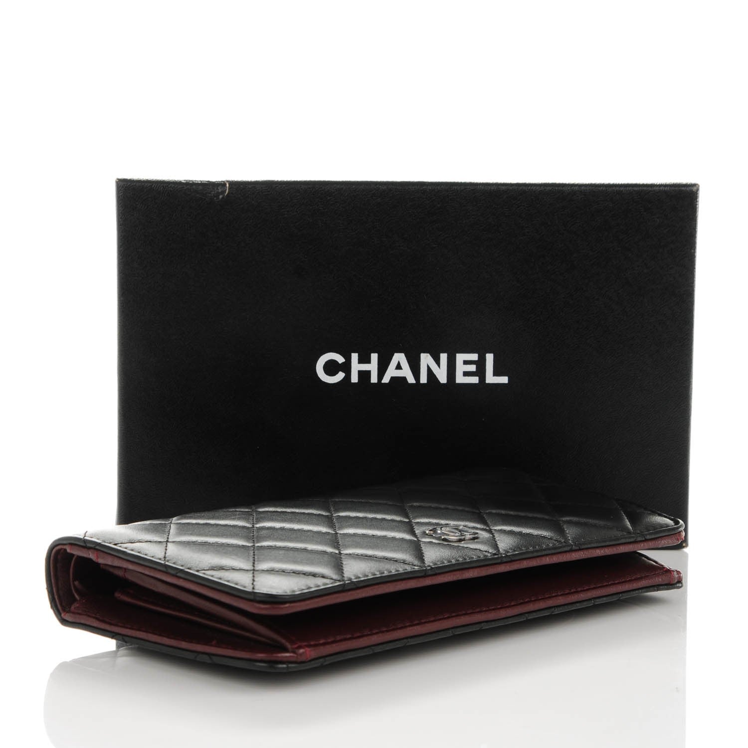 Chanel Lambskin Quilted Yen Wallet Black 4 of 8