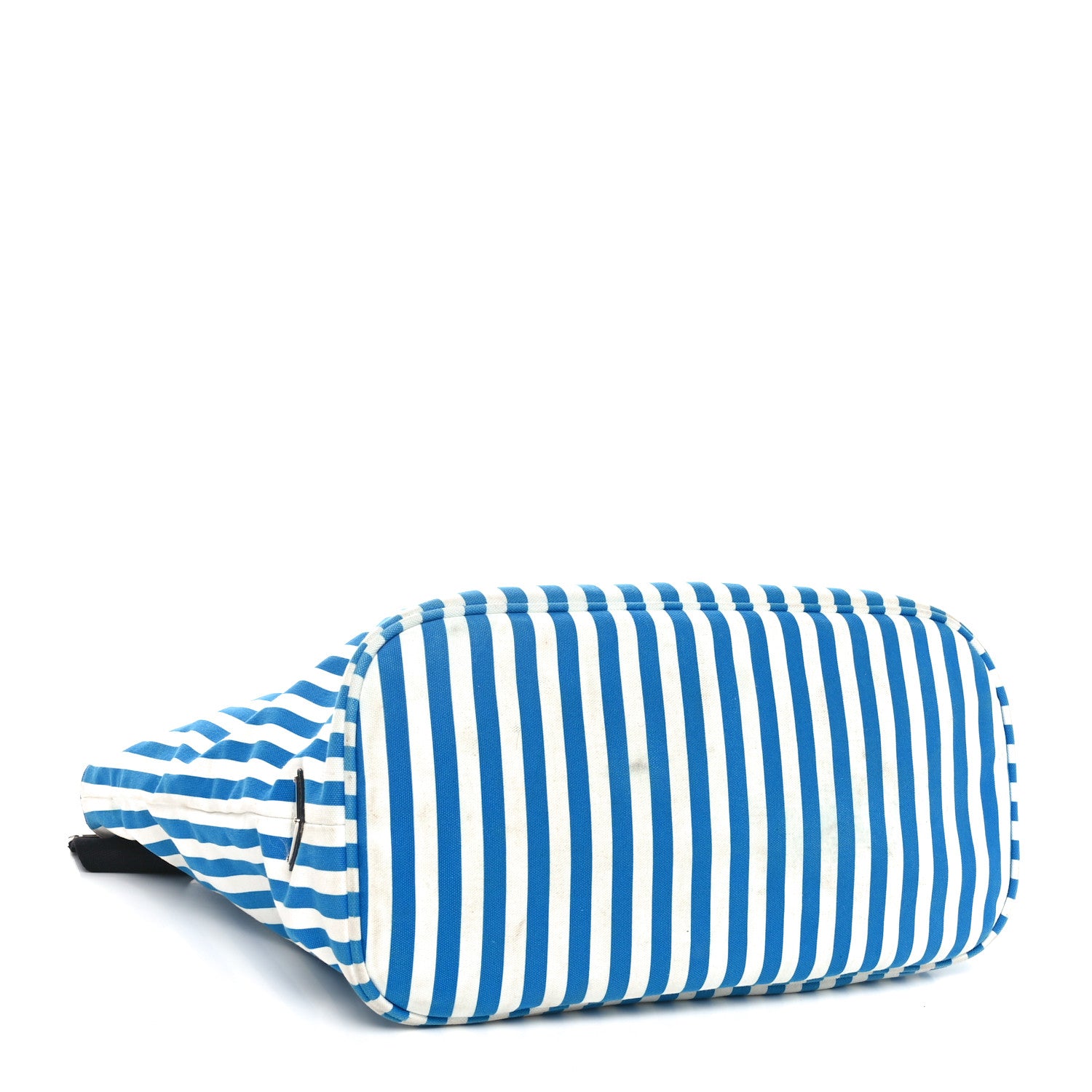 Prada Canvas Striped Comic Shopping Tote Blue White 5 of 10