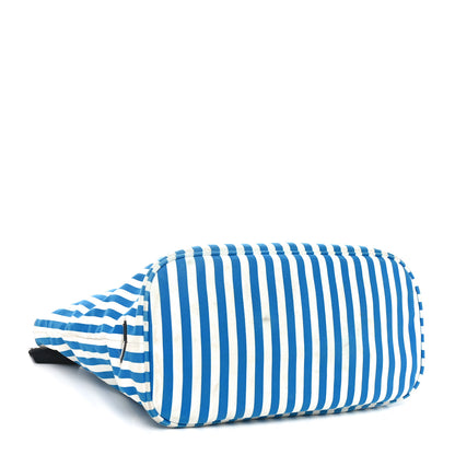 Prada Canvas Striped Comic Shopping Tote Blue White 5 of 10